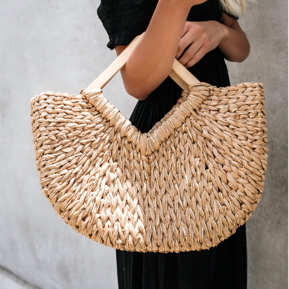 Woven Wood Handle Bag